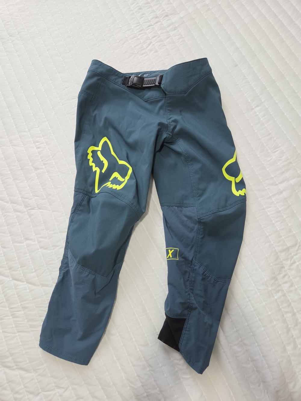 Fox Teal Blue MTB Pants with White Logos